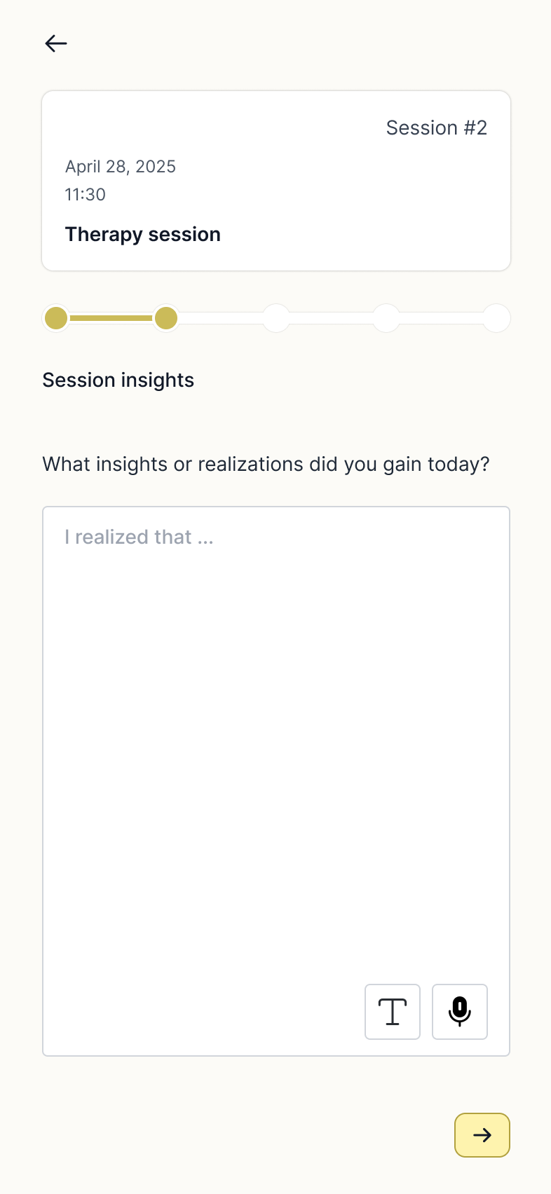 Questionnaire insights screen